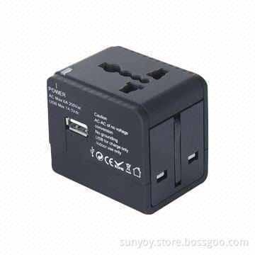 USB Universal Travel Adapter, 6A 100-240V AC, 1A 5V DC